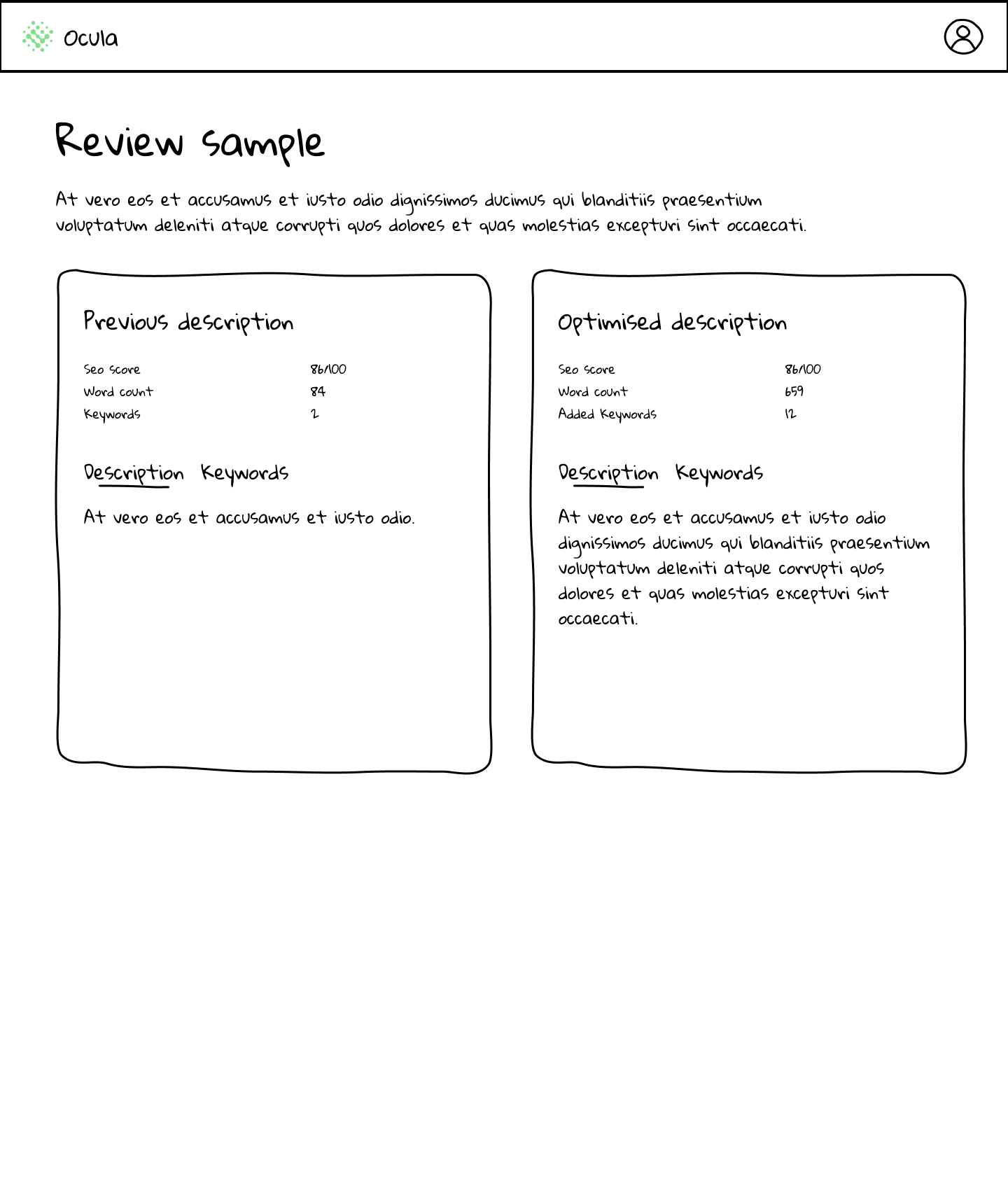 Review sample wireframe